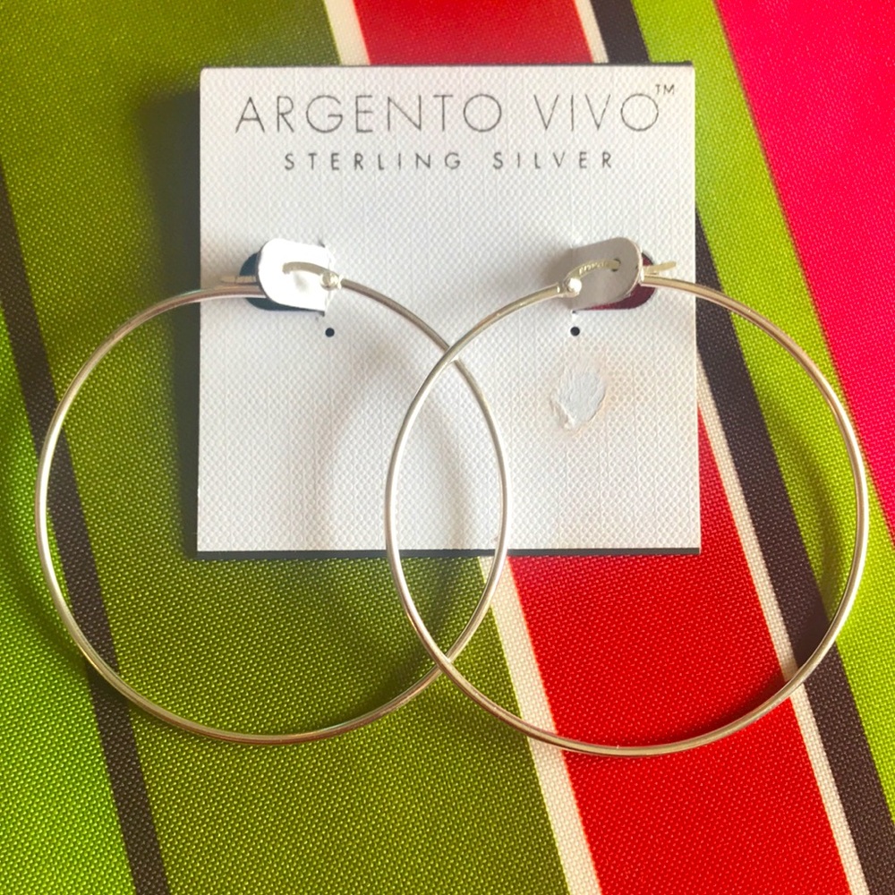 Argento Vivo Sterling Silver Hoop Earrings - Silver